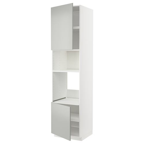METOD fırın-mikrodalga fırın boy dolabı, HAVSTORP açık gri-koyu gri, 60x60x240 cm, 2 kapaklı