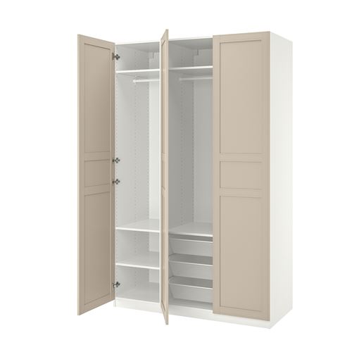 PAX/FLISBERGET PAX gardırop, beyaz-açık bej, 150x60x236 cm