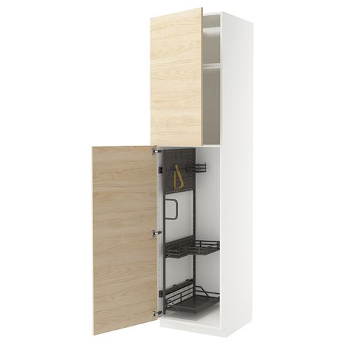 METOD temizlik dolabı, ASKERSUND açık dişbudak-koyu gri, 60x60x240 cm, 2 kapaklı ve 1 üst dolaplı