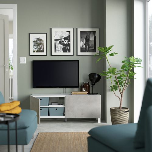 BESTÅ tv sehpası, beyaz-açık gri, 120x42x48 cm, KALLVIKEN