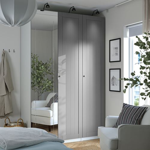 PAX/KAMMARTORP/GULLABERG PAX gardırop, beyaz-aynalı cam, 150x60x236 cm