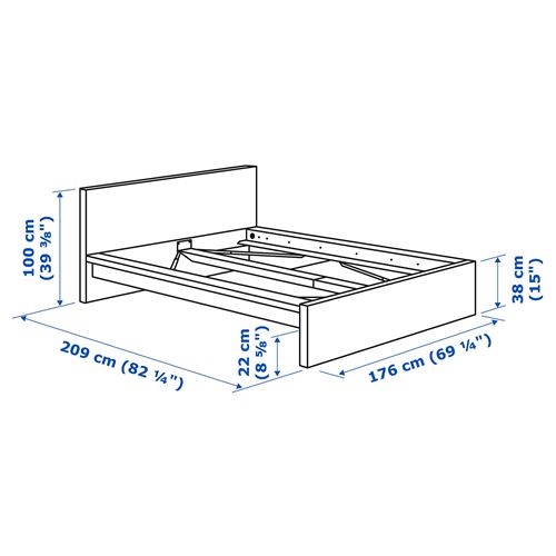 MALM/LURÖY çift kişilik karyola, ağartılmış meşe kaplama, 160x200 cm