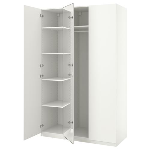 PAX/FORSAND/ÅHEIM PAX gardırop, beyaz-aynalı cam, 150x60x236 cm