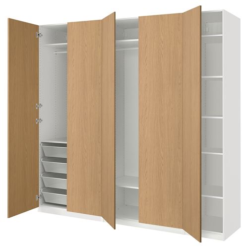 PAX/STORKLINTA PAX gardırop, beyaz-meşe görünümlü, 250x60x236 cm