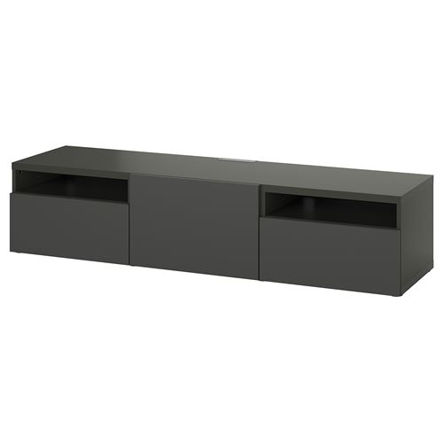 BESTÅ tv sehpası, koyu gri, 180x42x39 cm, LAPPVIKEN, çıt çıt raylı