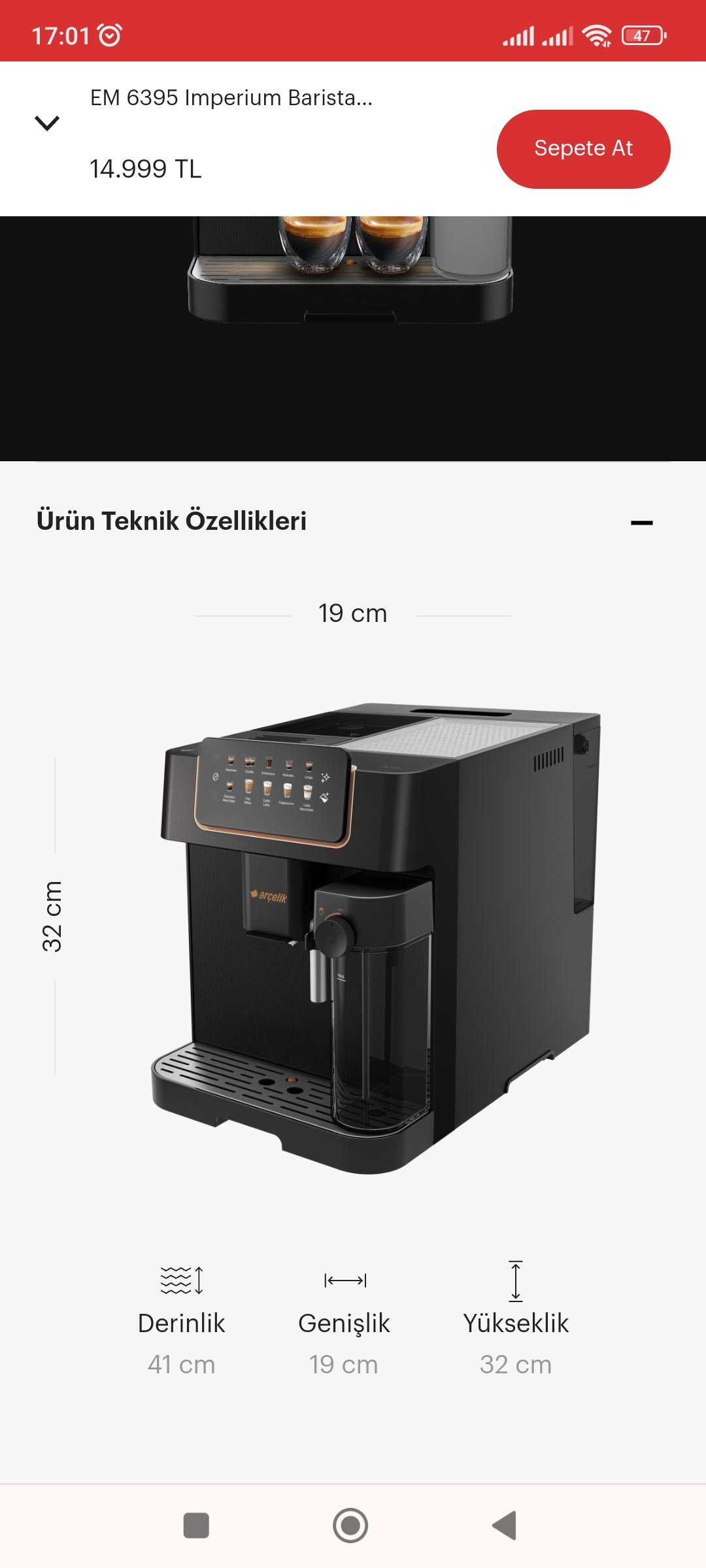 EM 6395 Imperium Barista® Tam Otomatik Tam Otomatik Espresso Makinesi