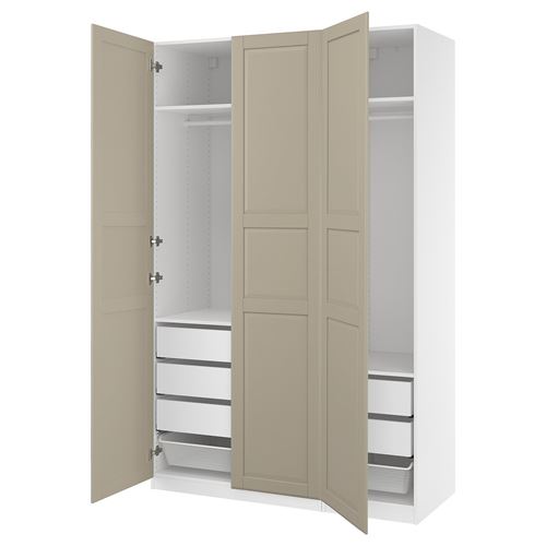 PAX/TYSSEDAL PAX gardırop, beyaz-gri-bej, 150x60x236 cm