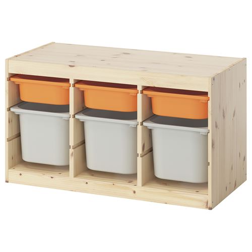 TROFAST saklama ünitesi, çam-açık turuncu-gri, 93x44x52 cm