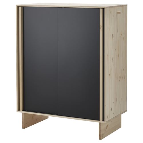 GLAMBERGET sürgü kapaklı gardırop, çam-siyah, 117x63x150 cm