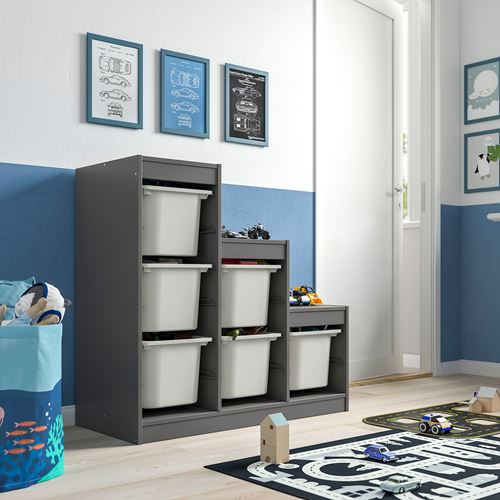 TROFAST saklama ünitesi, gri-beyaz, 99x44x94 cm