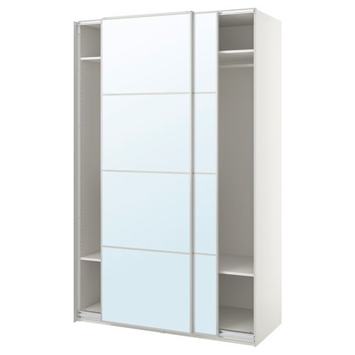 PAX/AULI PAX sürgü kapaklı gardırop, beyaz-aynalı cam, 150x66x236 cm
