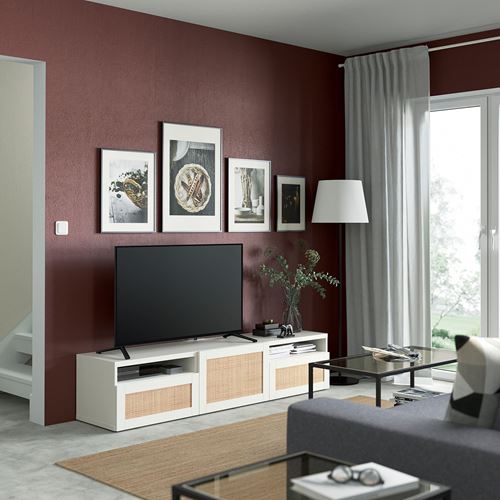 BESTÅ tv sehpası, beyaz, 180x42x39 cm, STUDSVIKEN, çıt çıt raylı