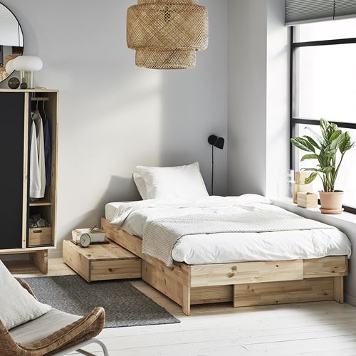 GLAMBERGET çift kişilik karyola, çam, 80-160x200 cm