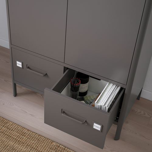 IDÅSEN ofis dolabı, koyu gri, 80x47x119 cm