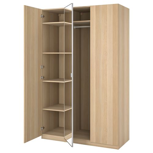PAX/FORSAND/ÅHEIM PAX gardırop, ağartılmış meşe görünümlü-aynalı cam, 150x60x236 cm