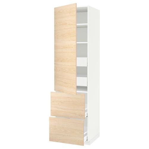 METOD/MAXIMERA mutfak boy dolabı, ASKERSUND açık dişbudak görünümlü, 60x60x220 cm, 1 kapaklı, 4 çekmeceli,2 raflı ve 2 ön panelli