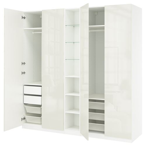 PAX/FARDAL PAX gardırop, beyaz-parlak cila, 235x60x236 cm