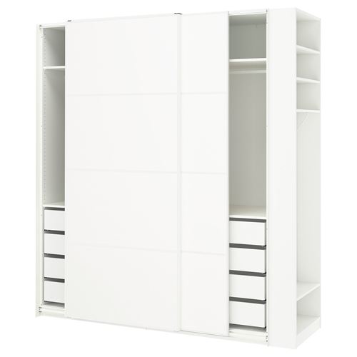 PAX/MEHAMN PAX sürgü kapaklı gardırop, beyaz, 220x66x236 cm