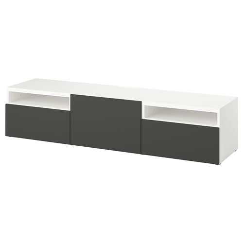 BESTÅ tv sehpası, beyaz-koyu gri, 180x42x39 cm, LAPPVIKEN