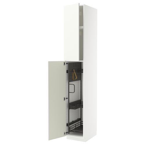 METOD temizlik dolabı, VALLSTENA beyaz-koyu gri, 40x60x240 cm, 2 kapaklı ve 1 üst dolaplı