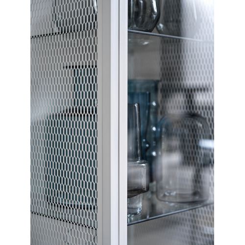 BAGGEBO cam vitrin, beyaz, 34x30x116 cm