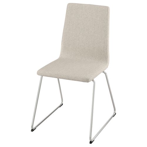 LILLÅNÄS döşemeli sandalye, krom kaplama-Gunnared bej
