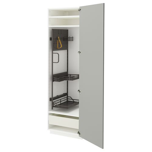 METOD/MAXIMERA temizlik dolabı, HAVSTORP açık gri-koyu gri, 60x60x200 cm, 1 kapaklı, 1 çekmeceli ve 2 raflı