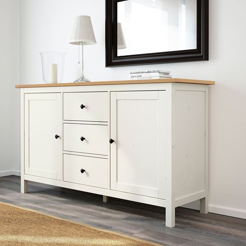 HEMNES konsol, açık kahverengi-beyaz, 157x88 cm