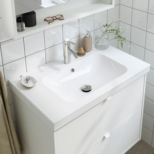 TÄNNFORSEN/ORRSJÖN lavabo dolabı kombinasyonu, beyaz, 82x49x69 cm, HAMNSKAR batarya